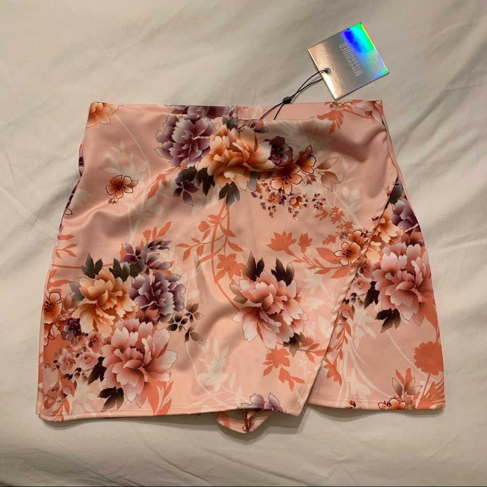 Pink Floral Print Skort